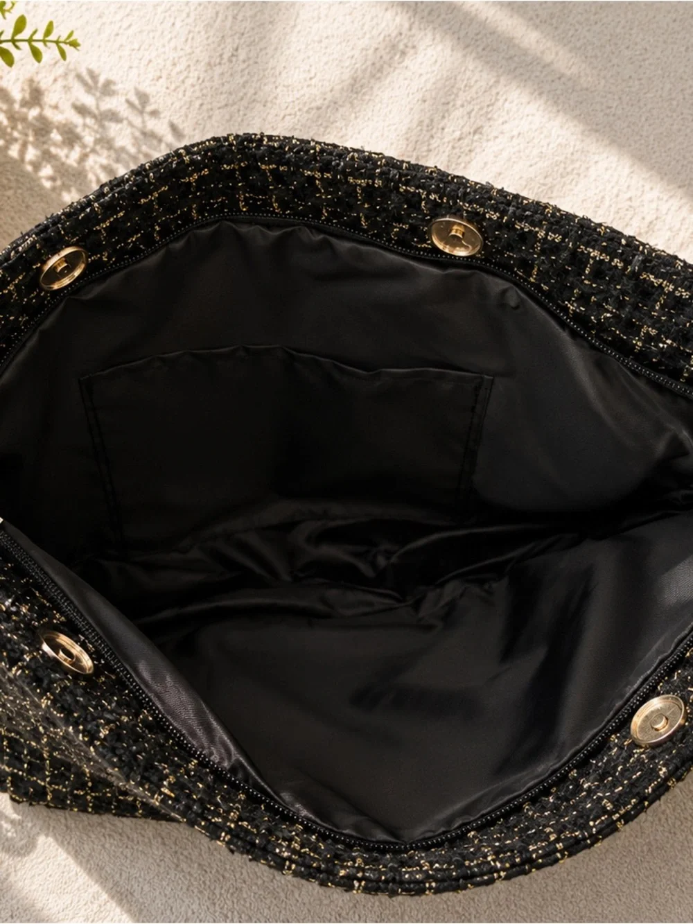 🖤 Black & Gold Tweed Tote Bag